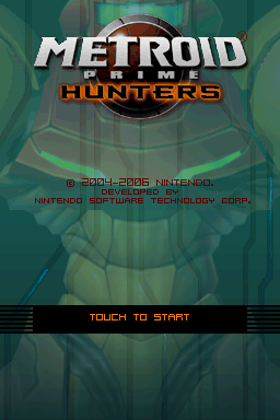  'Metroid Prime Hunters' title screen