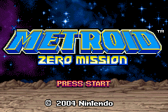  'Metroid Zero Mission' title screen